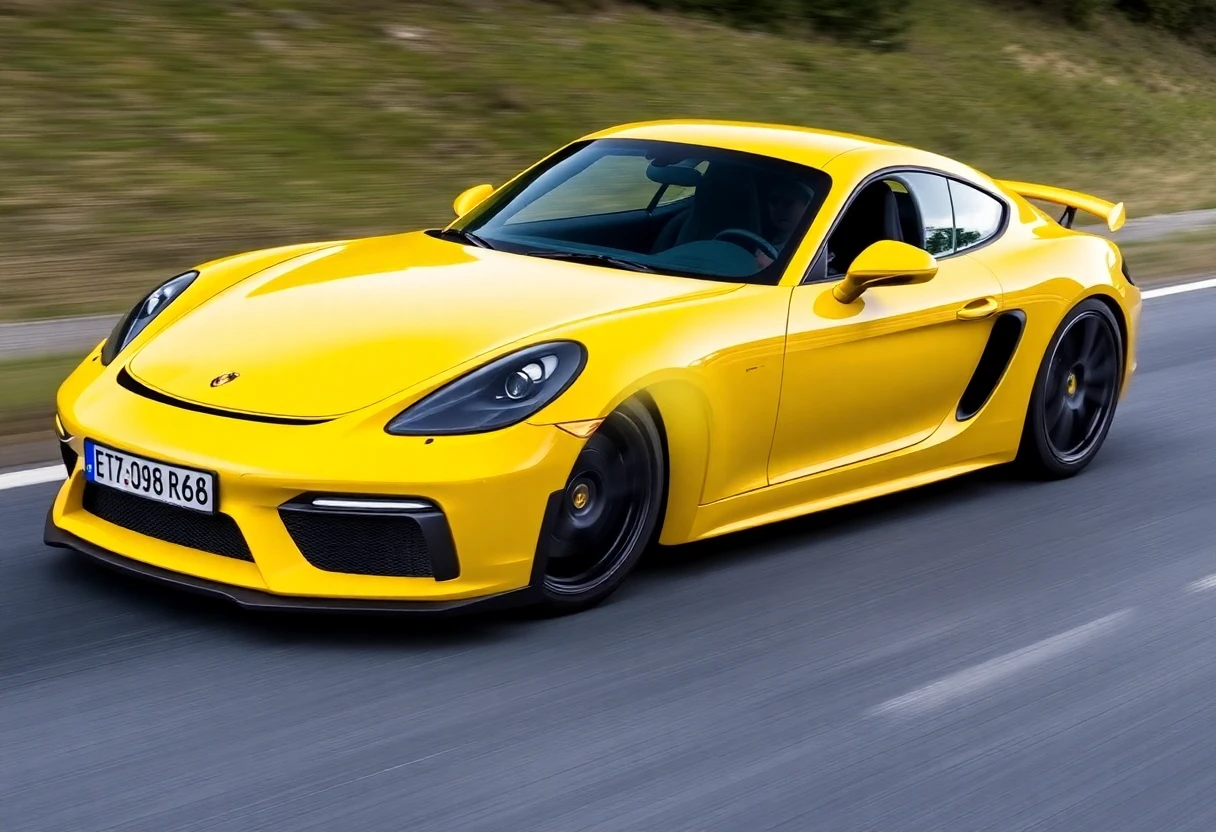 Porsche 718 Cayman GT4 RS, coupé sport jaune